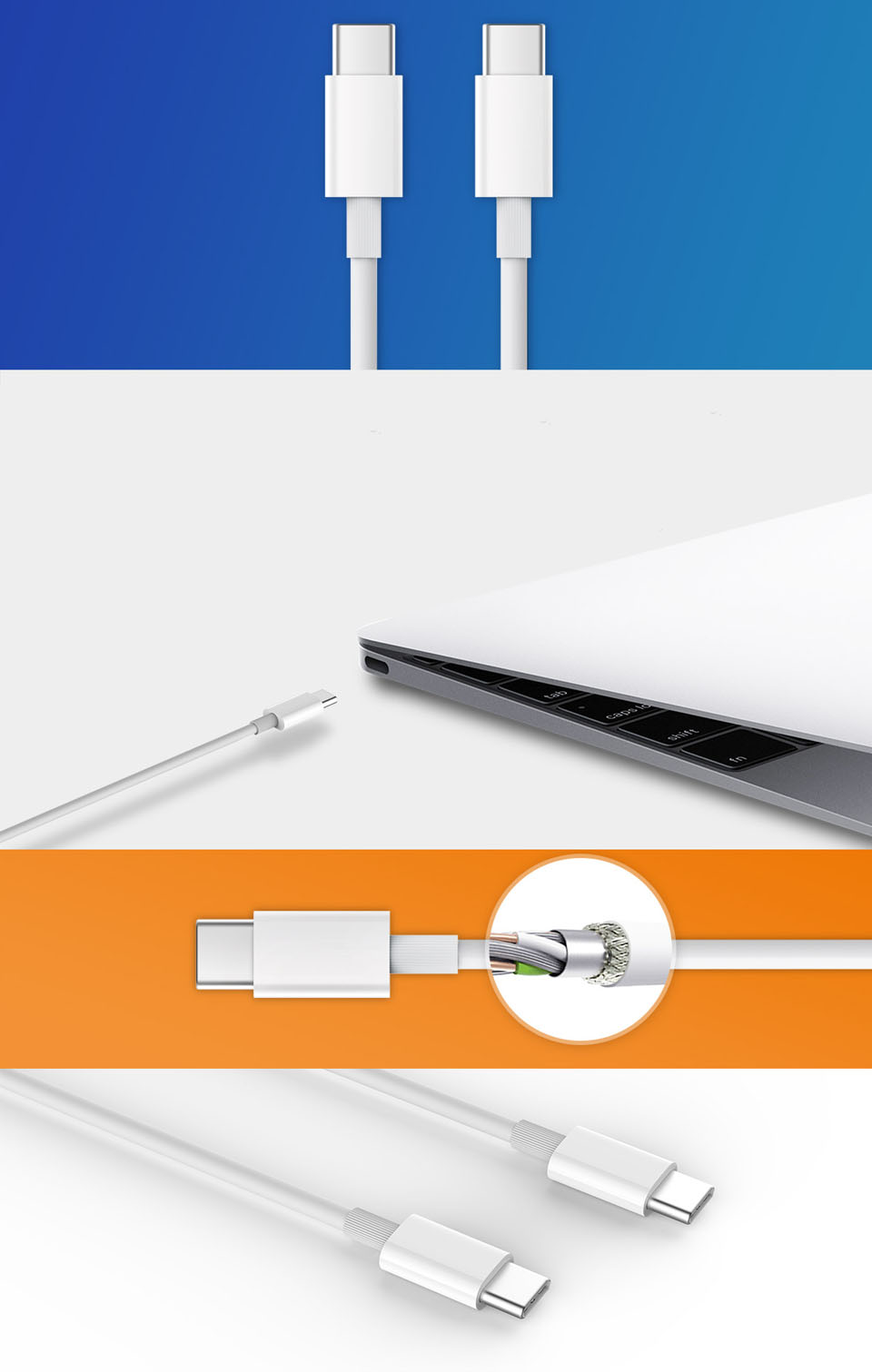 Кабель плоский Xiaomi ZMI USB - Type-C / USB - Type-C (AL301)
