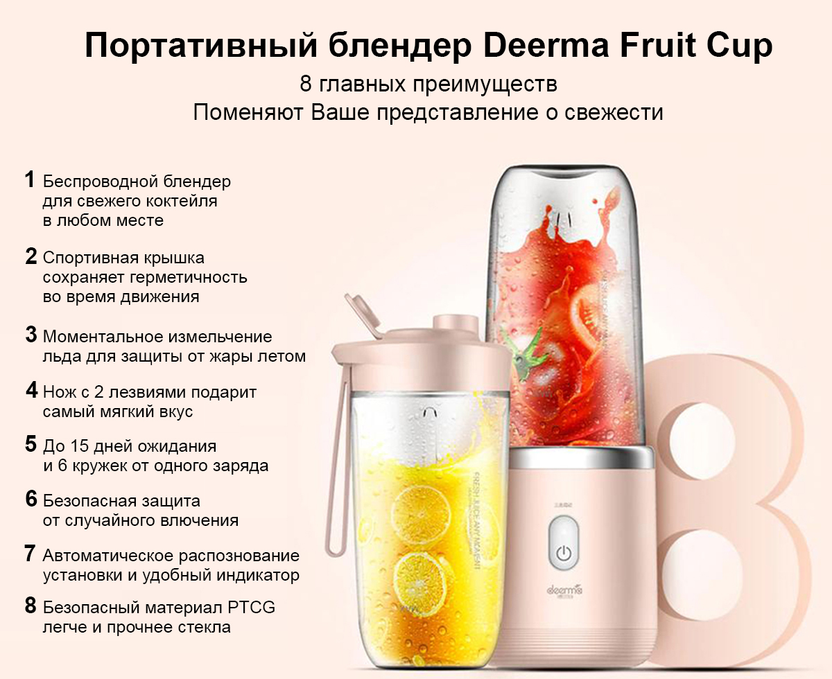 Портативный блендер Deerma Fruit Cup DEM-NU05